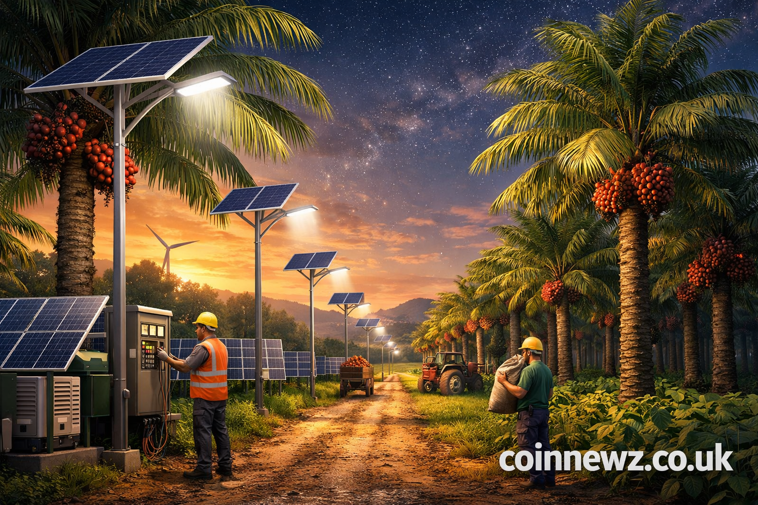 oil palm project involving streetlights