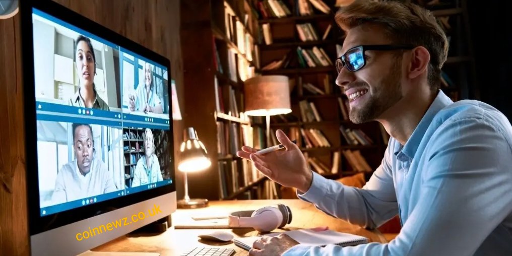 Virtual meeting etiquette during a professional online team meeting with remote employees using video conferencing